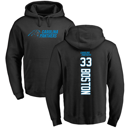 Carolina Panthers Men Black Tre Boston Backer NFL Football 33 Pullover Hoodie Sweatshirts